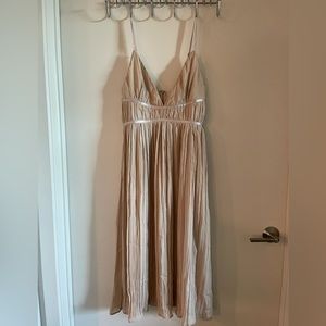 Song of Style biege midi pleated dress. Size S